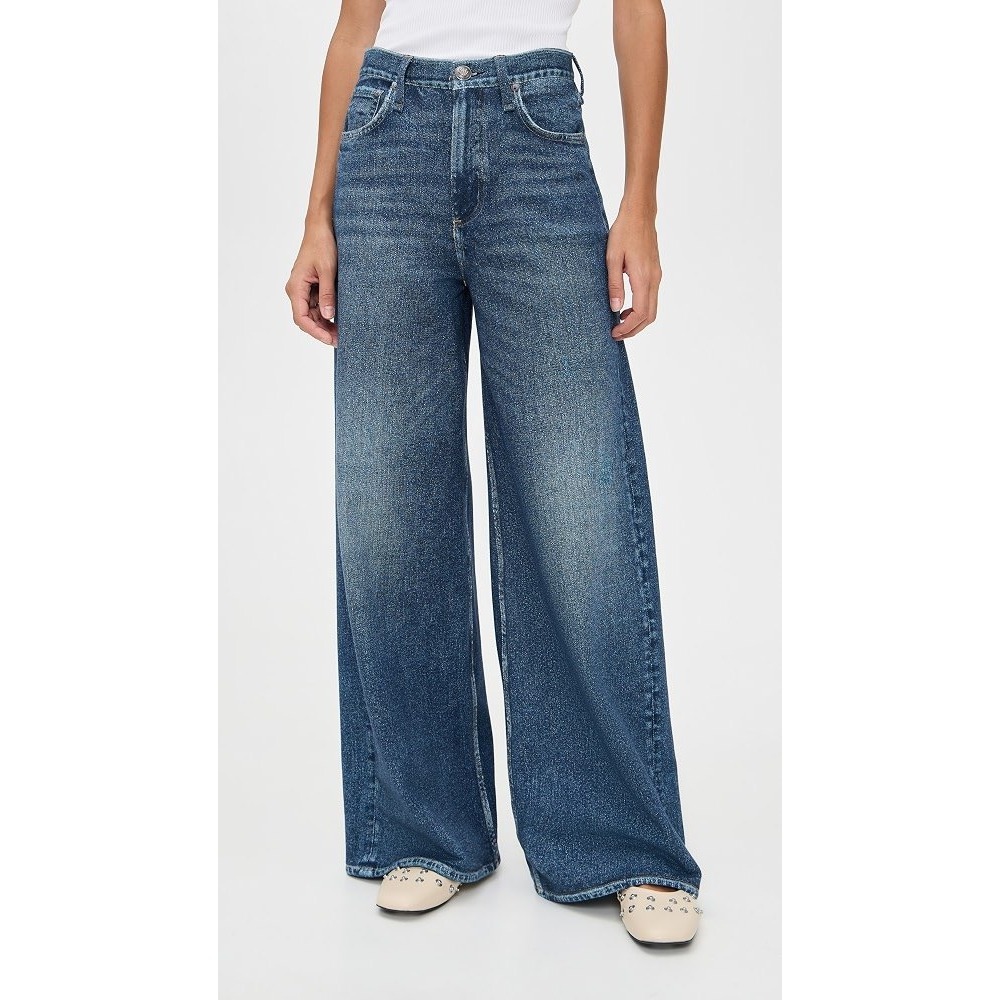 Rag & Bone Logan High Rise Wide Leg Jeans Medium Indigo Wash Size 25